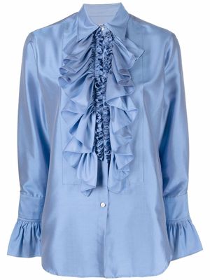 Alberto Biani ruffled silk blouse - Blue