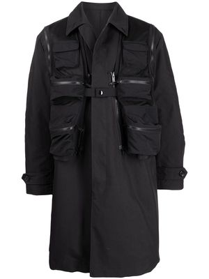 UNDERCOVER layered single-breasted coat - Black
