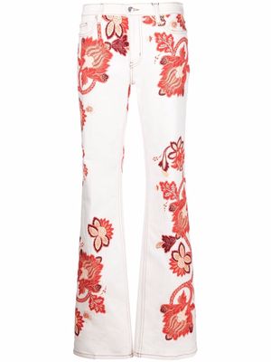 ETRO Tree of life floral palazzo jeans - White