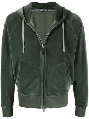 TOM FORD textured zip-fastening hoodie - Green
