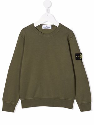 Stone Island Junior Compass-motif cotton sweatshirt - Green