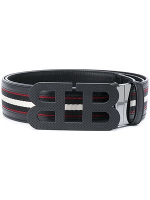 Bally Mirror B striped belt - Black