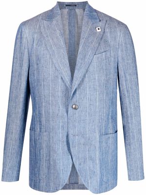 Lardini pinstripe linen blazer - Blue