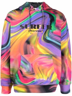 Emporio Armani Surfer marble-print hooded sweatshirt - Purple