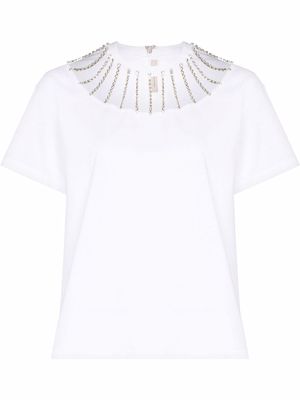 Christopher Kane crystal-embellished organic cotton T-shirt - White