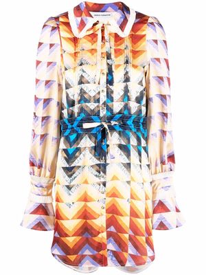 Paco Rabanne geometric-print shirt dress - Neutrals