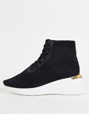 London Rebel knitted sock sneakers in black with white sole
