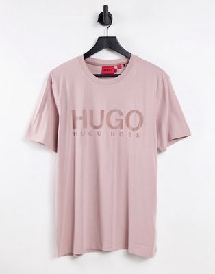 HUGO Dolive213 large logo t-shirt in light pink