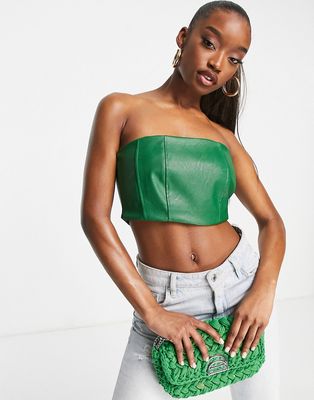 Rebellious Fashion pu corset in green - part of a set