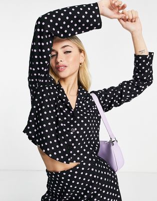 Pieces shirt in black & lilac dot - part of a set-Multi