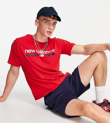 New Balance collegiate logo T-shirt in red Exclusive to ASOS