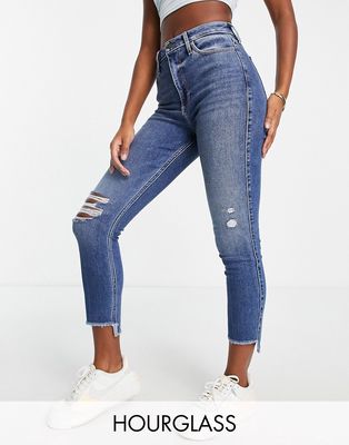 Hollister hourglass high waisted busted knee jeans in blue
