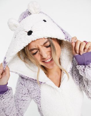 Loungeable sherpa hedgehog all in one in frosted purple