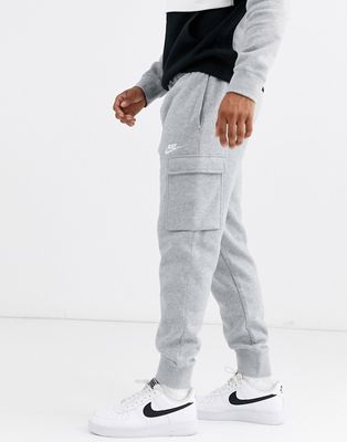 Nike Club Fleece cuffed cargo sweatpants in gray heather