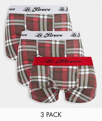 Le Breve bay 3 pack boxer shorts in red check