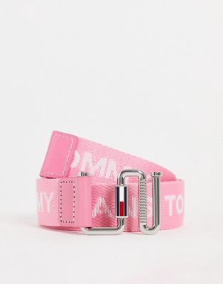 Tommy Jeans webbing belt in pink