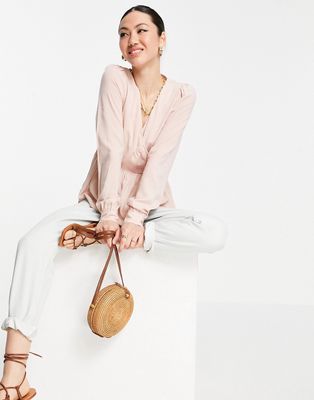 Vero Moda Aware peplum wrap blouse in pink