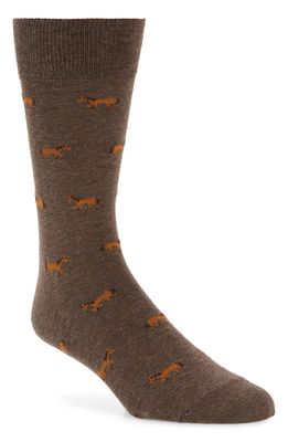 Lorenzo Uomo Horse Pattern Dress Socks in Brown