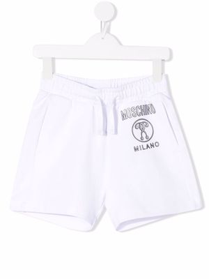 Moschino Kids logo-print cotton-blend track shorts - White