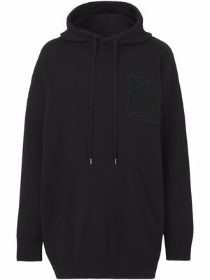 Burberry letter motif wool hoodie - Black