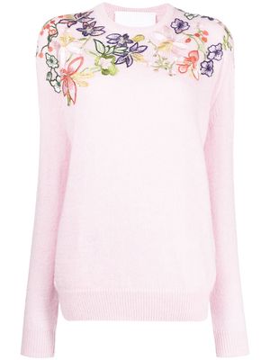 Costarellos floral crew-neck jumper - Pink