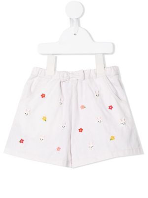 Miki House bunny embroidered shorts - White