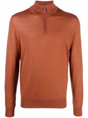 Ermenegildo Zegna fine-knit zip-up jumper - Orange