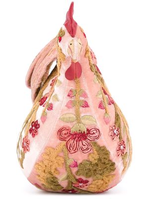 Anke Drechsel floral embroidered chicken pillow - Pink