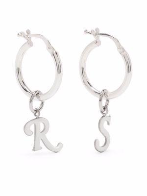 Raf Simons logo-charm hoop earrings - White