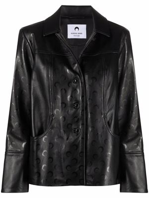 Marine Serre moon-print leather jacket - Black