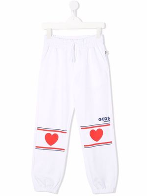 Gcds Kids heart-print detail trousers - White