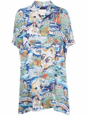 R13 Hawaiian-print longline shirt - Blue