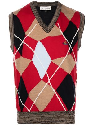 Vivienne Westwood Harlequin wool vest top - Red