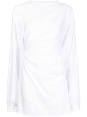 RtA ruched long-sleeve dress - White