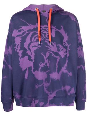 Just Cavalli tiger-print tie-dye hoodie - Purple