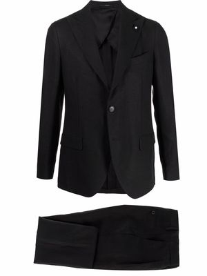 Lardini single-breasted linen suit - Black