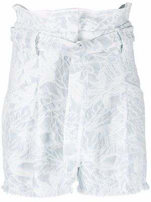 IRO acid-wash belted shorts - Blue