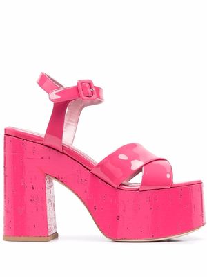 HAUS OF HONEY crossover detail chunky 125mm heels - Pink