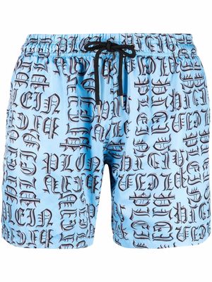 Philipp Plein logo-print swim shorts - Blue