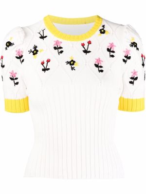 CORMIO Oma floral-embroidered T-shirt - White