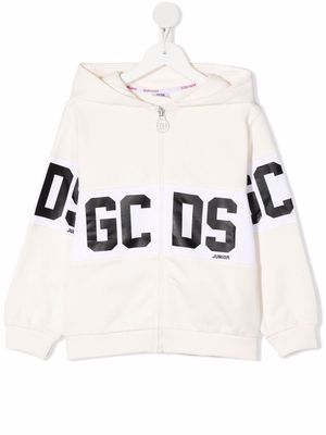 Gcds Kids logo-print hooded jacket - White