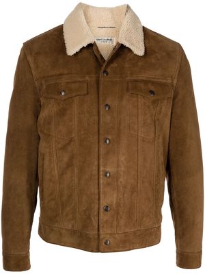 Saint Laurent leather shearling jacket - Brown