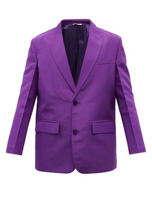 Valentino - Roped-shoulder Silk-faille Blazer - Mens - Purple