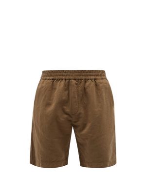 Sunspel - Elasticated-waist Cotton-blend Twill Shorts - Mens - Brown