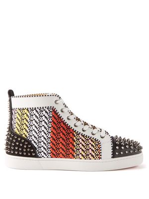 Christian Louboutin - Lou Spikes Striped High-top Trainers - Mens - Multi