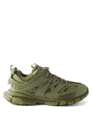 Balenciaga - Track Faux-leather And Recycled-mesh Trainers - Mens - Khaki