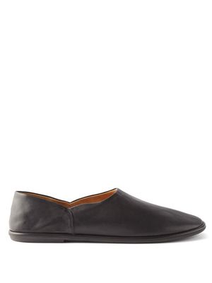 The Row - Canal Leather Slip-on Shoes - Mens - Black