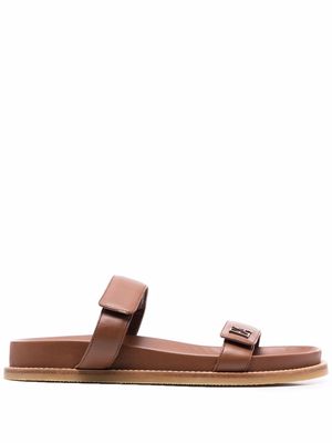 Emporio Armani touch-strap leather sandals - Brown