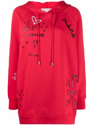 ERMANNO FIRENZE sketch-style print hoodie - Red