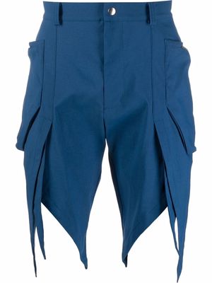Kiko Kostadinov point-hem cargo shorts - Blue